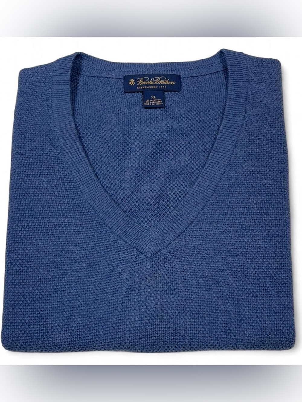 Brooks Brothers 1818 Cashmere Blend Blue V-neck Sweater Vest Men’s Size XL Golf